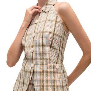 Veronica Beard Orlinda Vest Plaid Seersucker Light Weight Size 4 New Tag $548